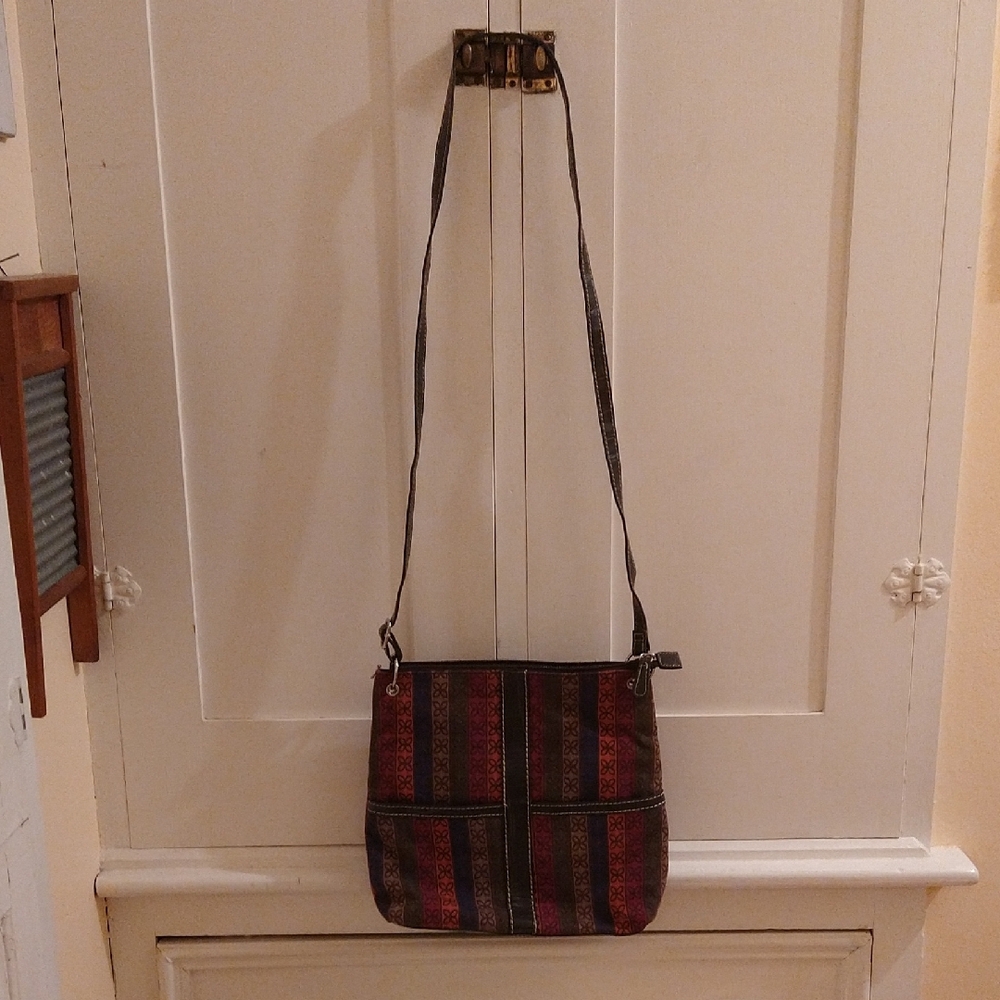 Relic multi colored striped fabric crossbody bag